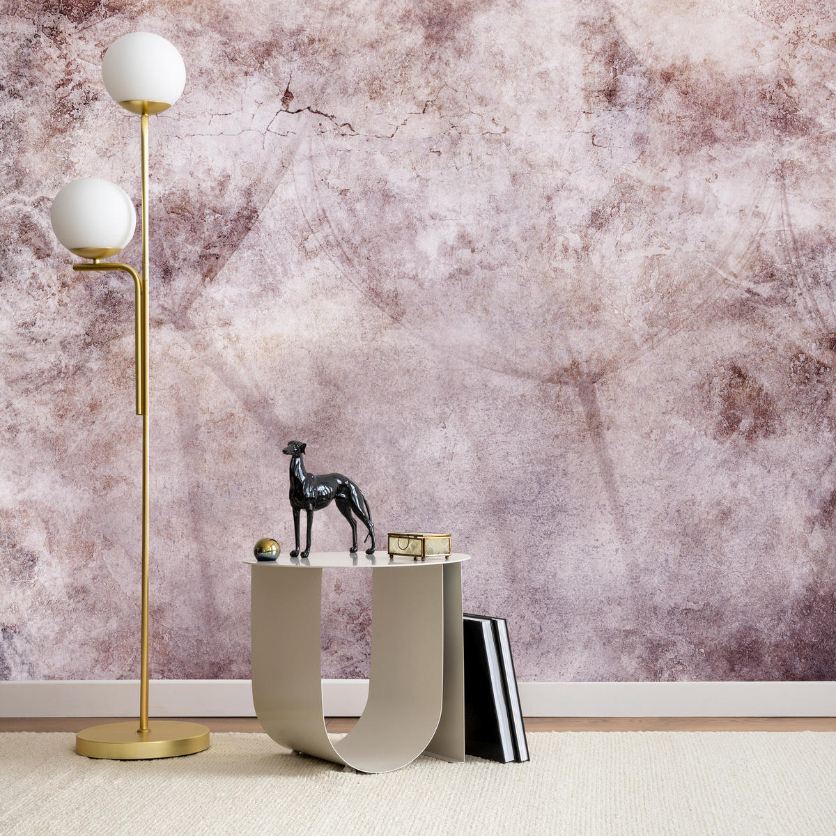 FOTOTAPETE Löwenzahnsamen Beton Retro Abstraktion 200x140 - Violett/Rosa, Papier (200/140cm) - Muralo