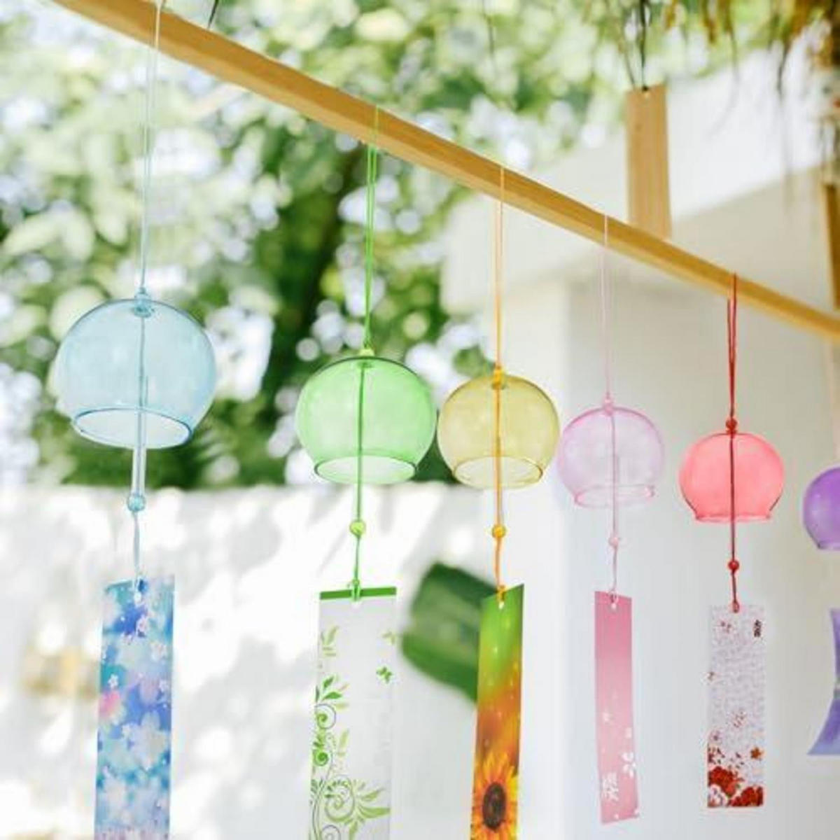 WINDSPIEL 6-teiliges Set buntes Glas handgefertigt - Multicolor, Glas (40/7/6cm)