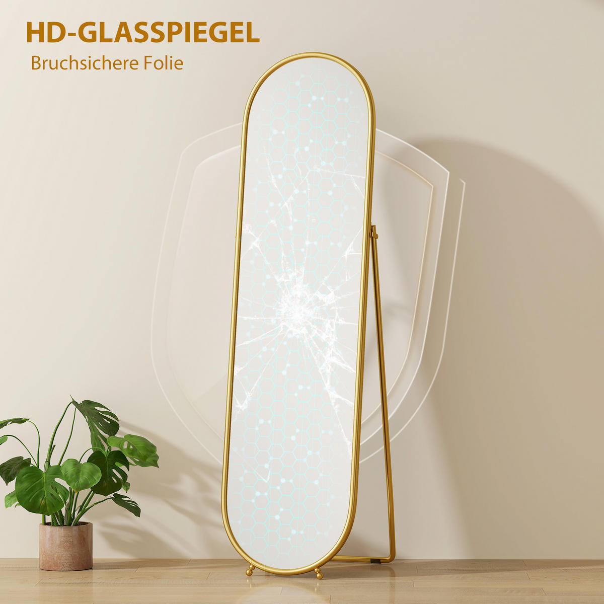 STANDSPIEGEL 2er-Set goldfarben 50.0/4.0/180.0 cm - Goldfarben, Metall (4/180/50cm)