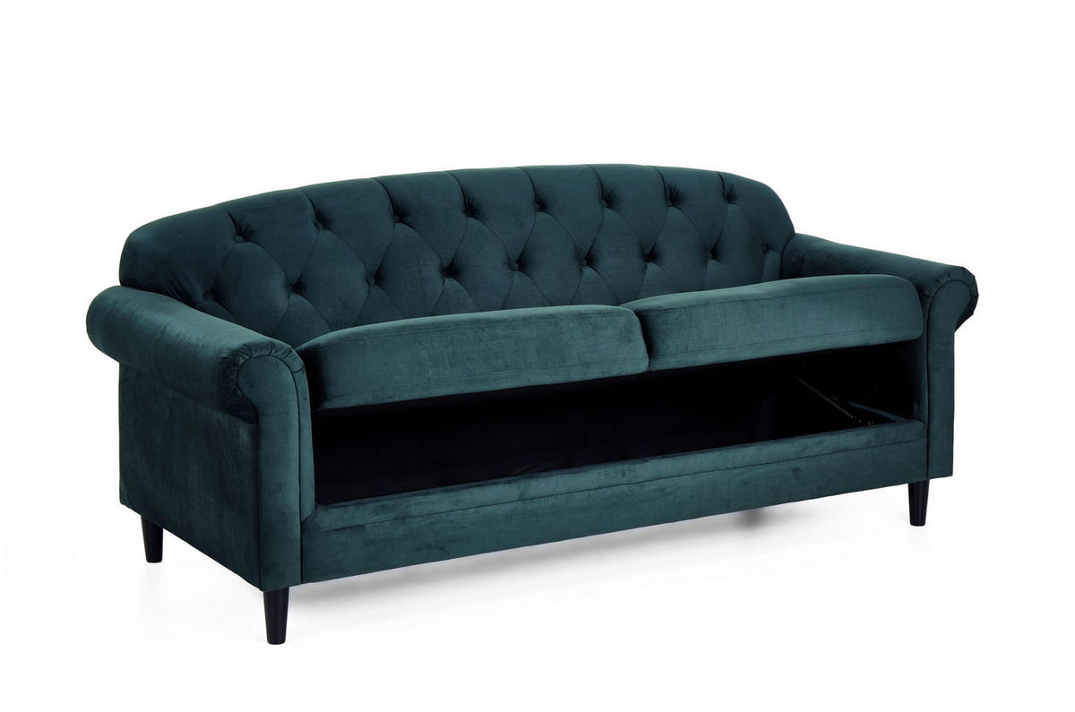 SOFA Carla Samt Waldgrün - Waldgrün, Textil (210/85/88cm) - ATLANTIC home collection