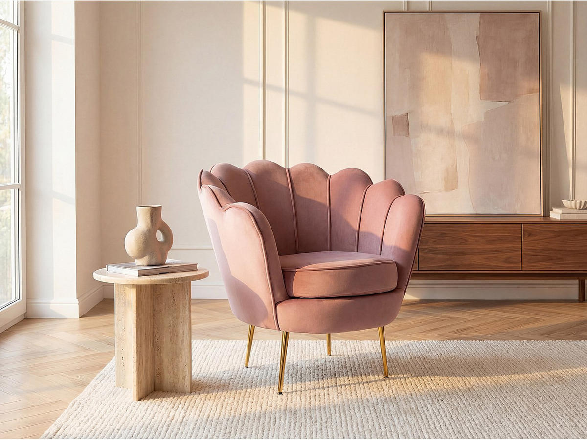 SESSEL mit gerader Rückenlehne - 1 -Sitzer - Samt - rosa - DANDELION - Pink, Textil (78/76.5/75cm) - Vente-Unique