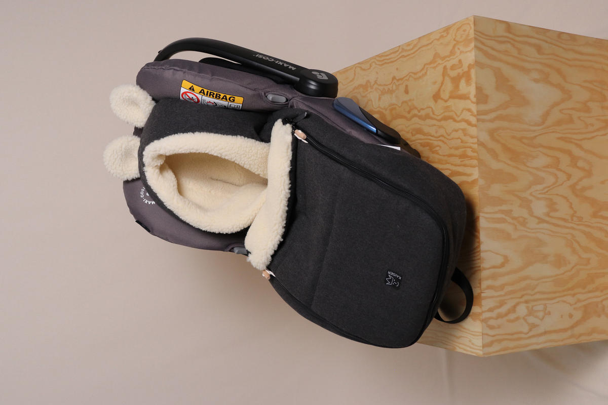 BABYSCHALENFUSSSACK Hoody Maus Wool, dark shadow - Schwarz, Naturmaterialien (40/12/84cm) - Kaiserbaby