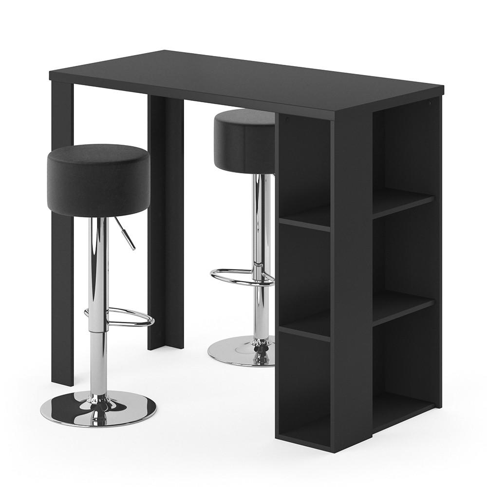 BARTISCH-SET Noel Schwarz 120 x 60 cm mit 2 Barhockern - Schwarz, Holzwerkstoff (120/105.6/60cm) - Vicco