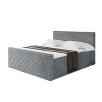 BOXBETT mit Matratze H4 und Lattenrost - TOLO-Z-v1 - 200x200 Cord - Dunkelgrau - Dunkelgrau, Holzwerkstoff (200/200cm)
