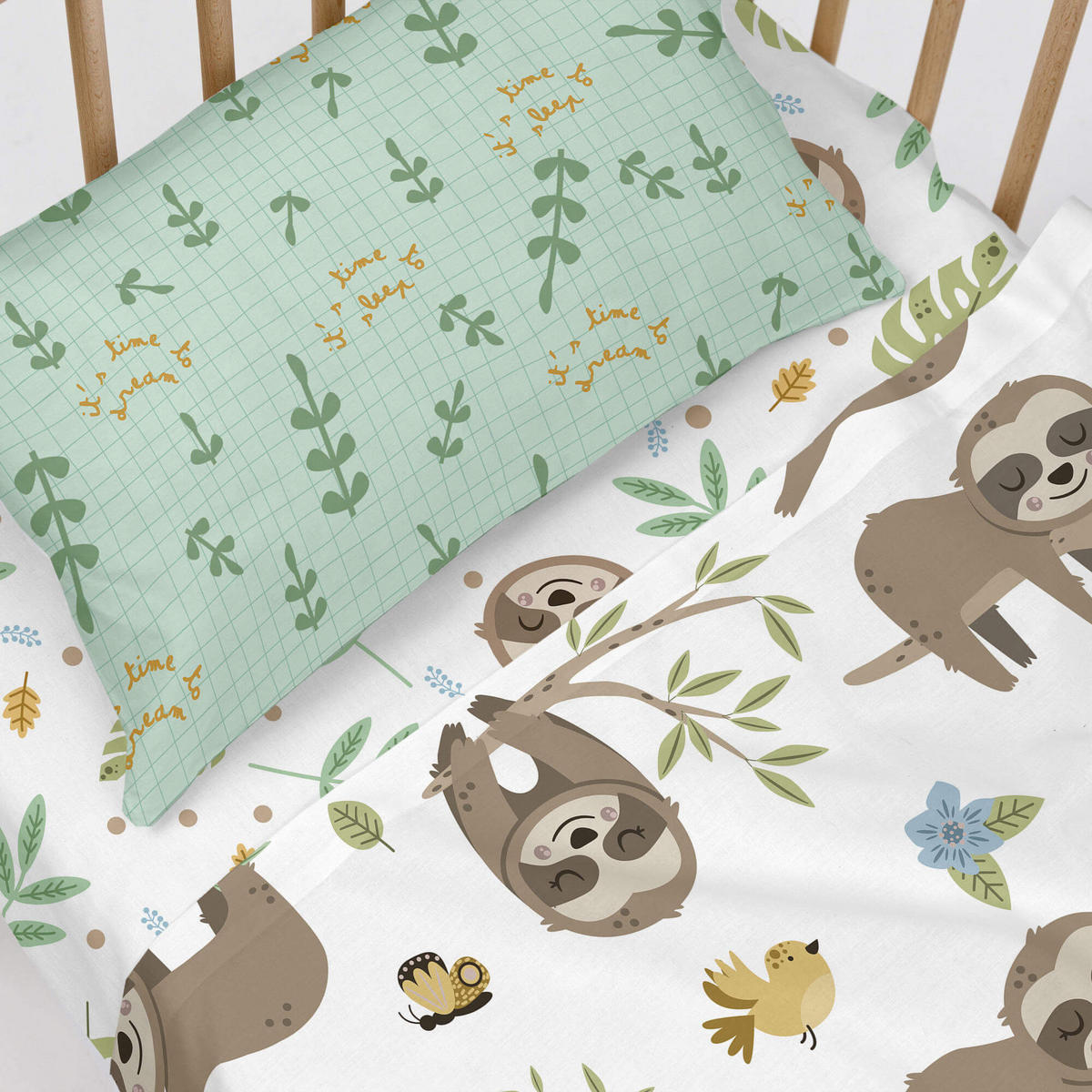 SPANNBETTTUCH happy sloth 60x120x14 cm (kinderbett) mehrfarbig - Multicolor, Textil (70/140cm) - Happy Friday