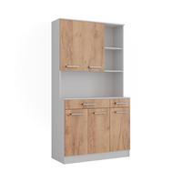 KÜCHENBUFFET Raul Weiß/Goldkraft Eiche 100.1 x 188.5 cm mit 5 Türen & 2 Schubladen - Honigeiche/Eiche Wotan, Holzwerkstoff (100.1/188.5/46cm) - Vicco