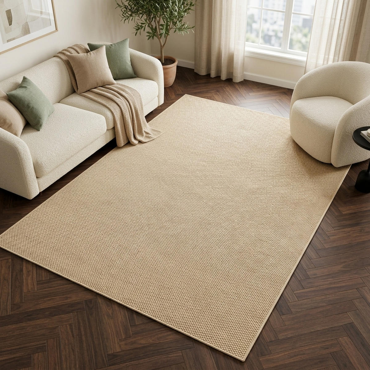 TEPPICH CALMA beige modern 80/150 cm - Beige, Textil (80/150cm) - Tapiso