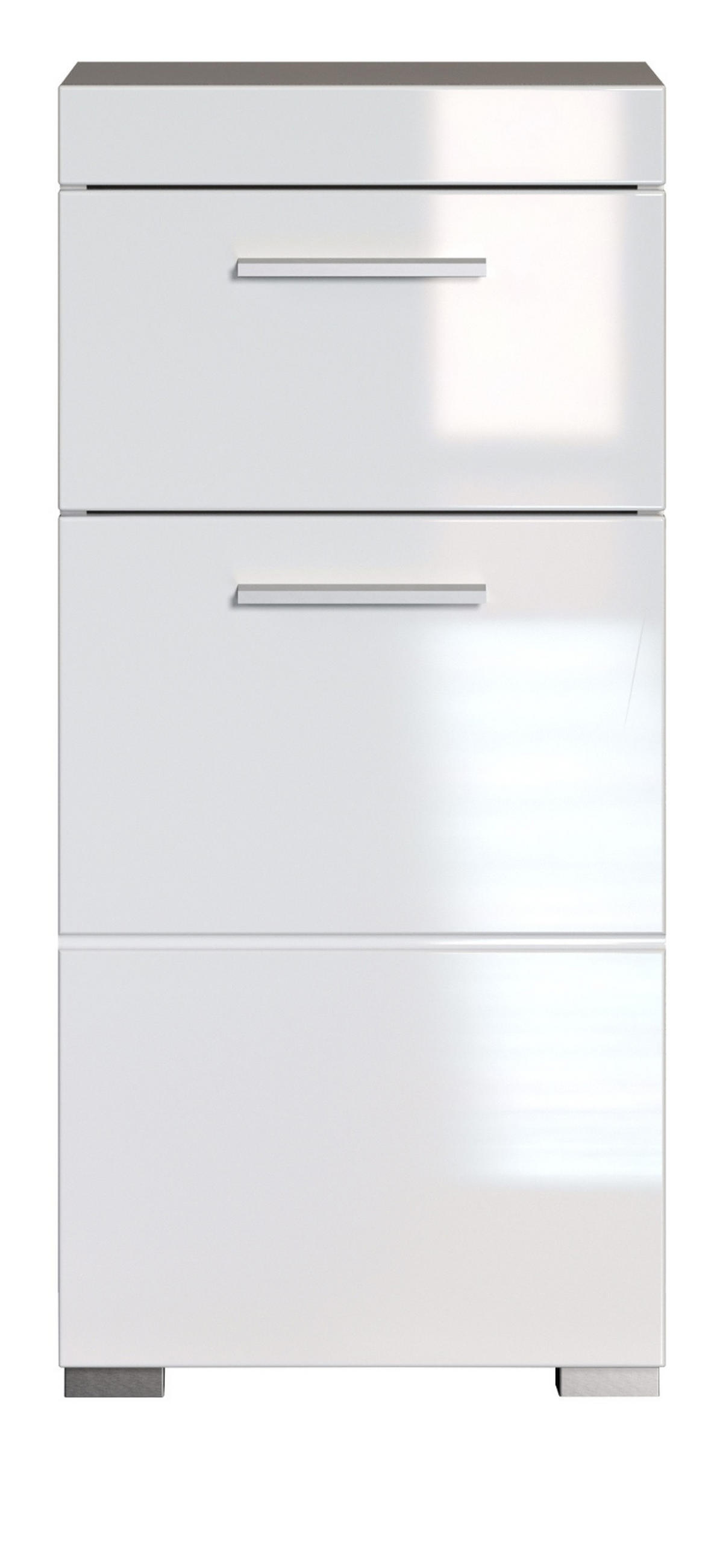 BADSCHRANK weiß Hochglanz 37 x 79 cm, Badezimmer Unterschrank modern - Weiß, Holzwerkstoff/Kunststoff (37/79/31cm) - Top.Furn