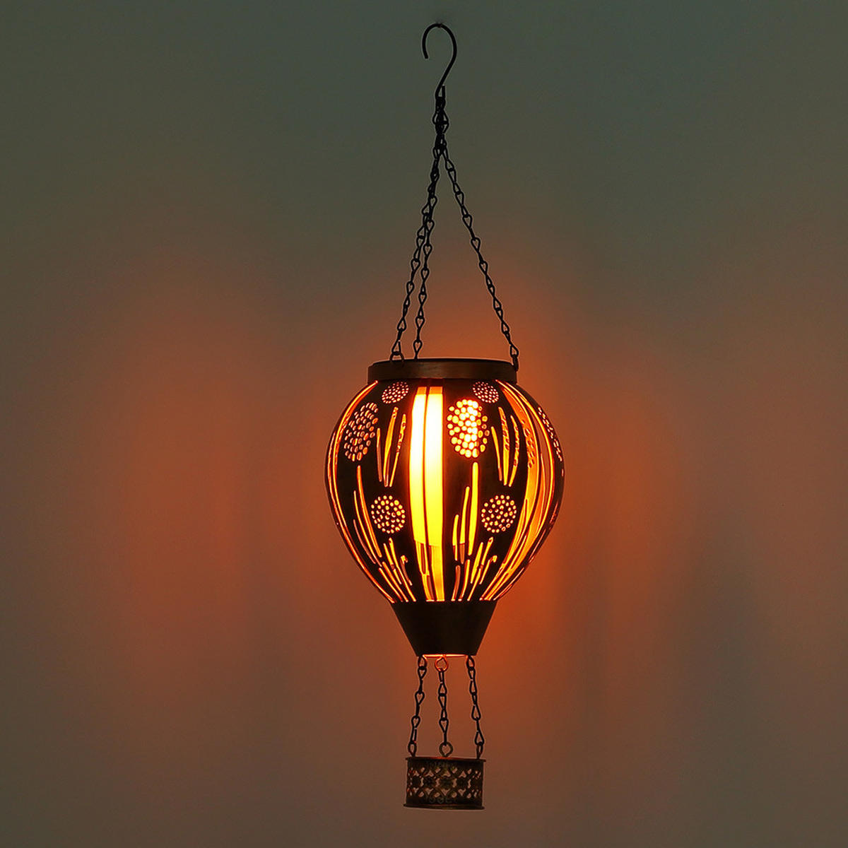 LED AUSSENLEUCHTE Solar Heißluftballon Bunt 2er Set - Multicolor, Metall (14/14/46cm) - Globo Lighting