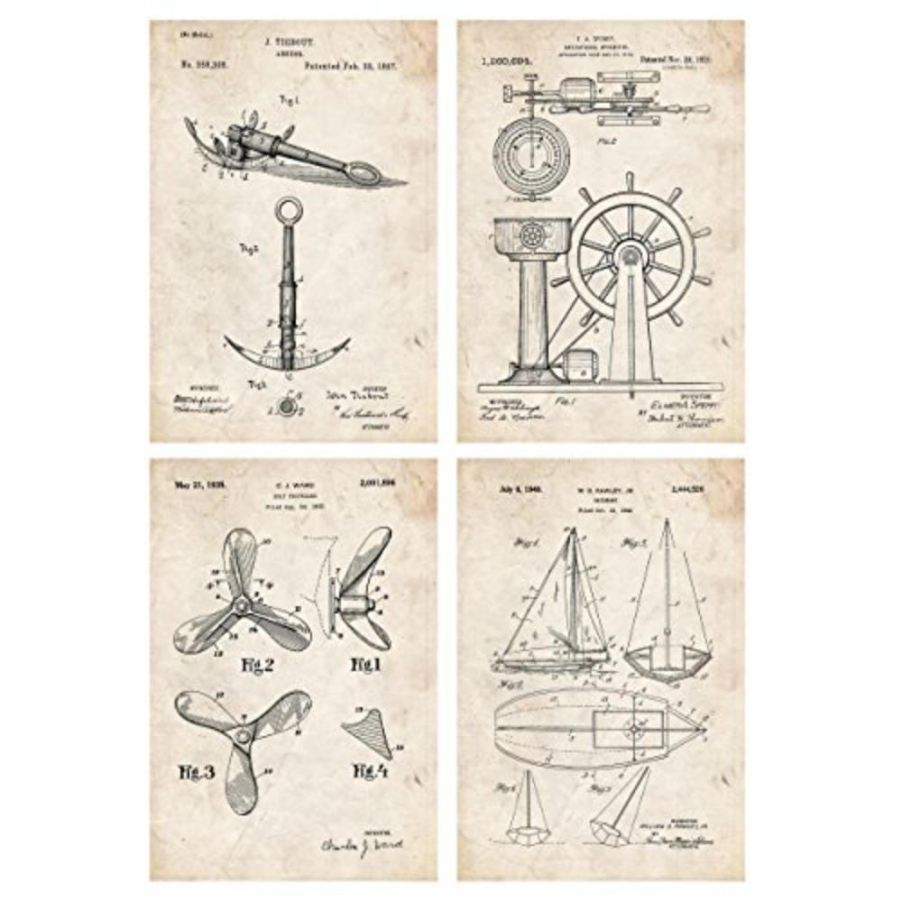 POSTER Set mit 4 Jahrgang StiefelPatent A4 Rahmenlos - Klar, Papier (29.7/3cm) - Nacnic