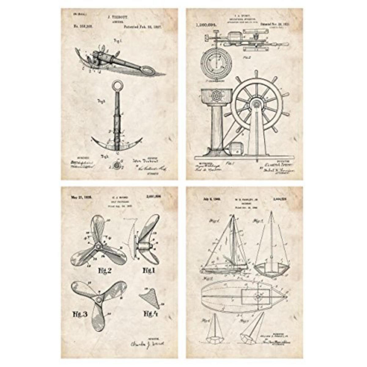 POSTER Set mit 4 Jahrgang StiefelPatent A4 Rahmenlos - Klar, Papier (29.7/3cm) - Nacnic