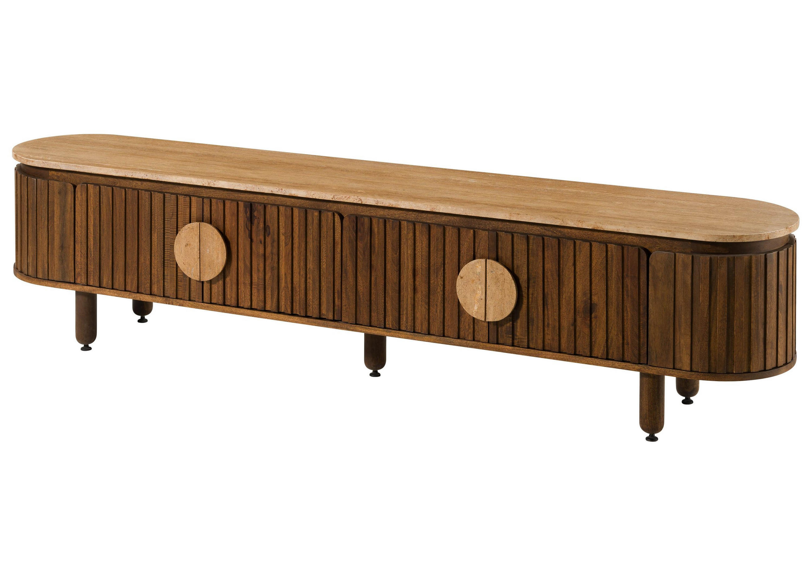 TV-BOARD Mango 220x40x50 braun geölt KYOTO #114 - Braun, Holz (220/50/40cm) - Massivmoebel24