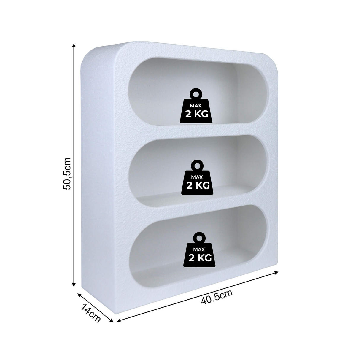 WANDREGAL Selene 40.5/14/50.5 cm - Weiß, Holzwerkstoff (40.5/50.5/14cm) - Mobili Rebecca