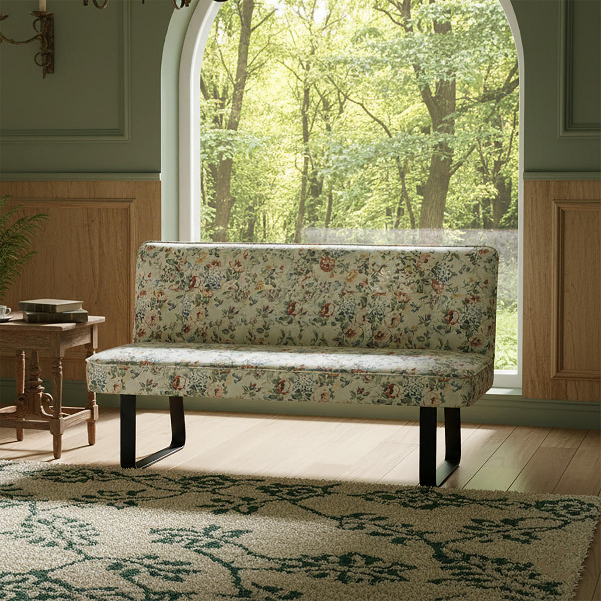 SITZBANK EMILIA - Creme/Naturfarben, Metall (156/88/65cm) - DUBI Möbel