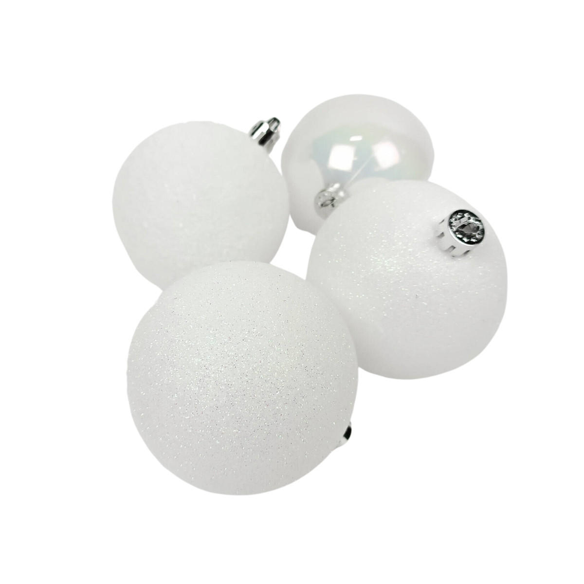 WEIHNACHTSKUGELN 4er-Set Ø 8 cm - Weiß, Kunststoff (8/9.3/8cm) - Atmosphera Createur d´interieur