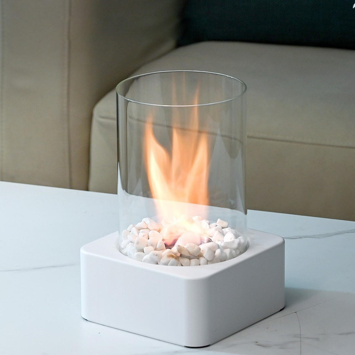 BIOETHANOL-KAMIN Weiß 16.7/16.7/25.3 cm - Weiß, Metall (16.7/25.3/16.7cm) - Authentics
