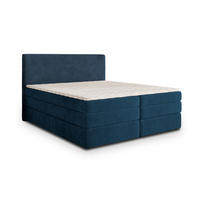 BOXSPRINGBETT MATERN 140x200 cm mit Matratze und Topper - Blau - Blau, Holz (140/200cm) - MASSENO