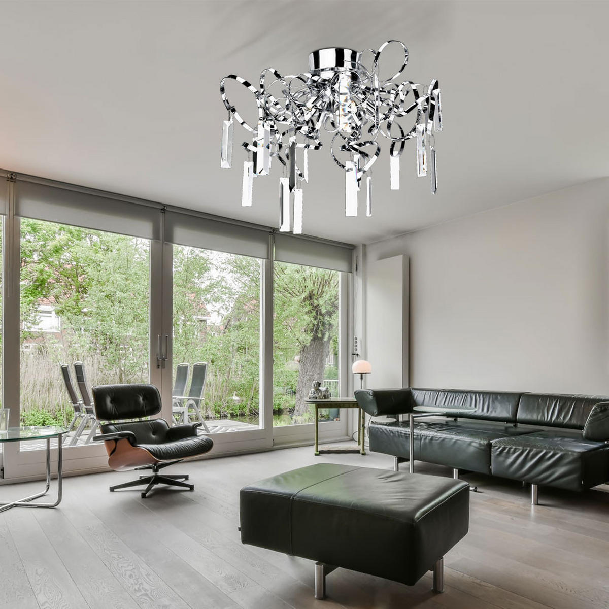 DECKENLEUCHTE Chrom Klar Glas Silber - Silberfarben, Glas (43/50/43cm)