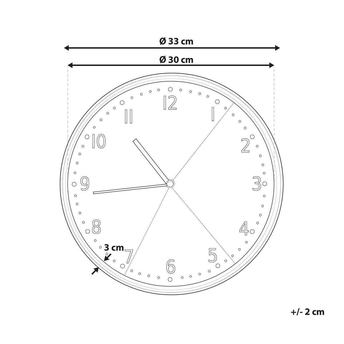 WANDUHR Glas grau/schwarz Davos - Grau, Glas (33/33/6cm) - Beliani