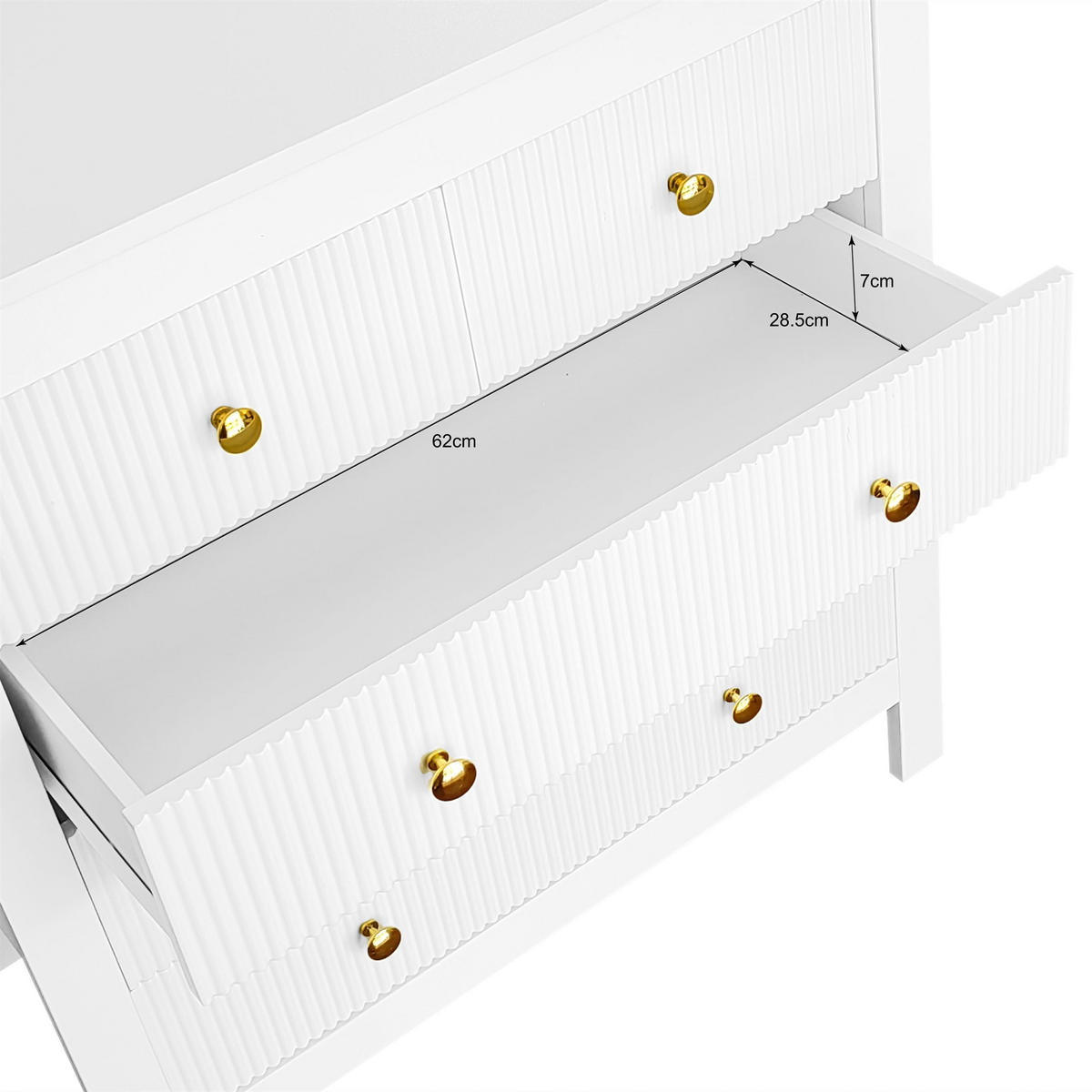 SIDEBOARD Goldgriffe multifunktional - Weiß, Holzwerkstoff (79/80.5/39.5cm) - Fortuna Lai