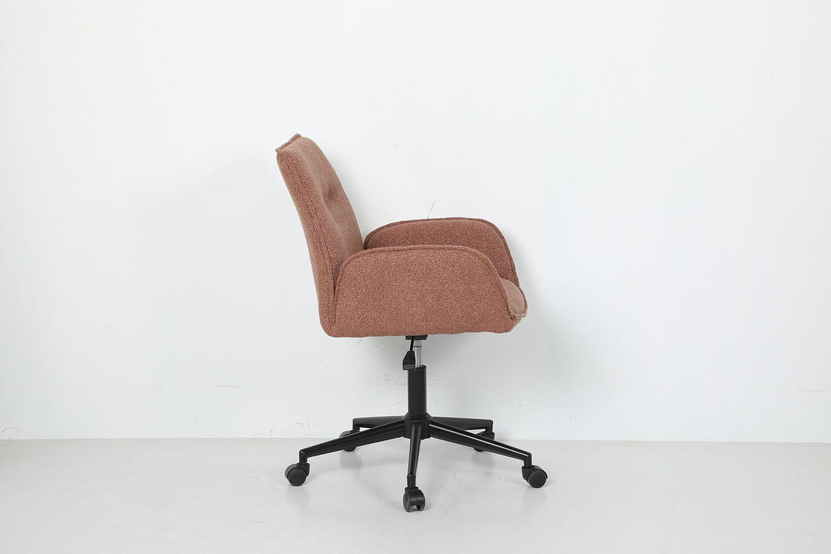 BÜRODREHSTUHL - Bouclé / Eisen - Rostfarben/Schwarz, Textil/Metall (57/81/62cm) - home24