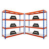 SCHWERLASTREGAL Rhino 2er-Set 200x200x60 cm 4 Melamin-Ebenen 16mm Fachlast 500 kg Blau/Orange - Blau/Orange, Metall (400/200/60cm) - PROREGAL