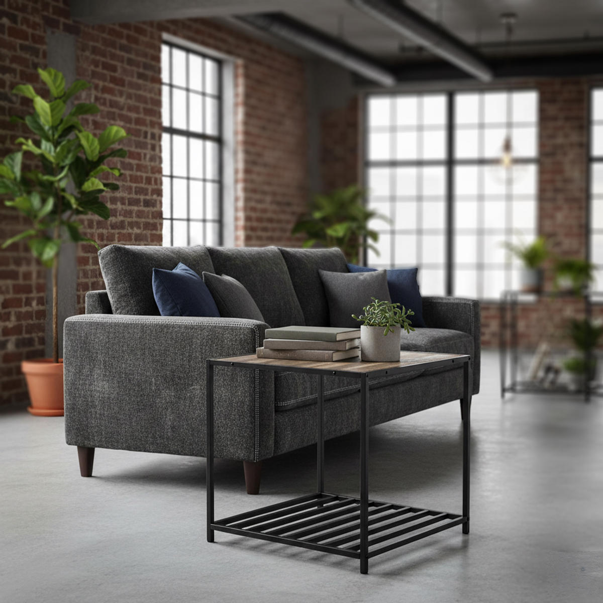 BEISTELLTISCH - Dunkelbraun, Holzwerkstoff/Metall (50.5/50.5/50cm) - Relaxdays