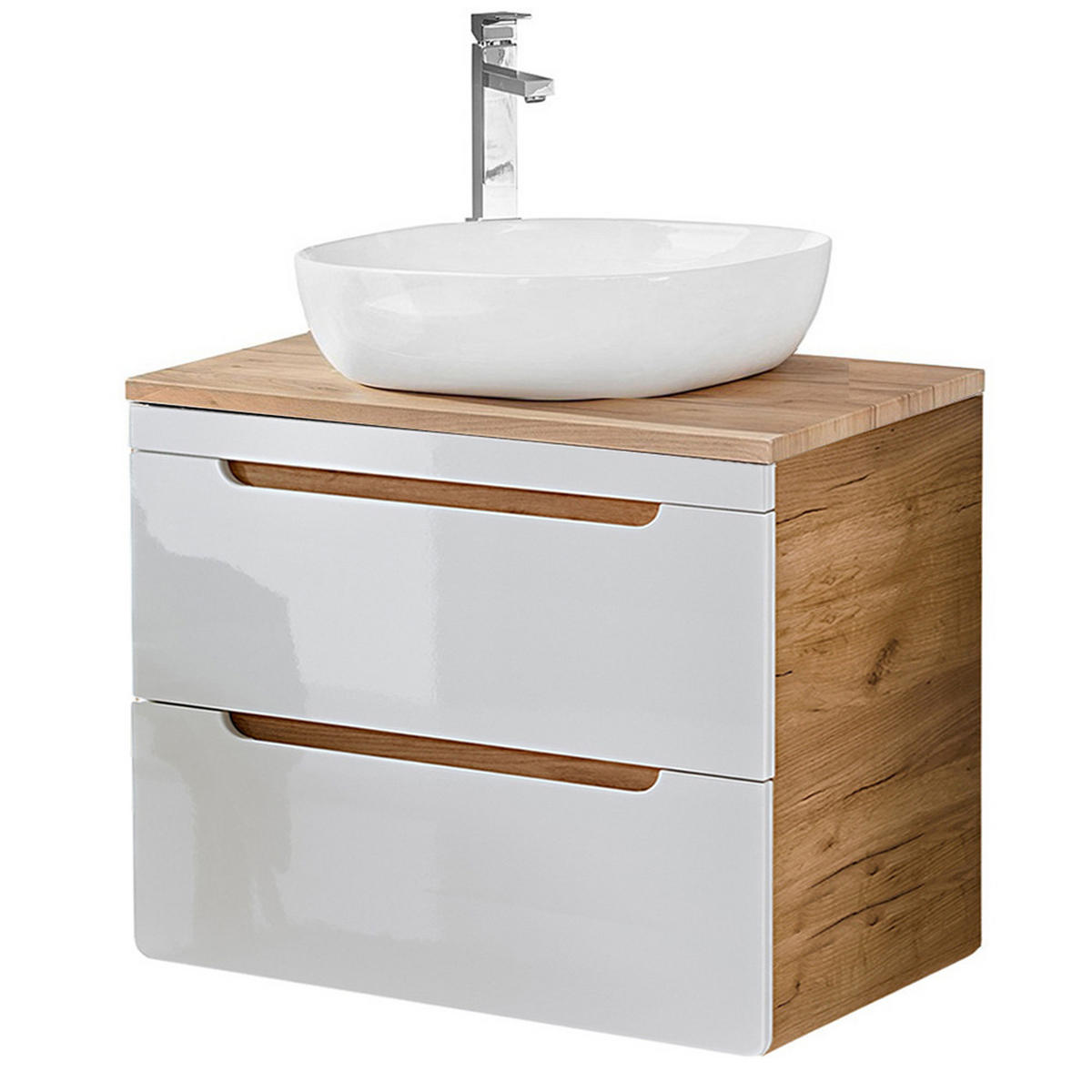WASCHBECKENSCHRANK Luton-56 - Weiß, Holzwerkstoff (81/62/46cm) - Lomado