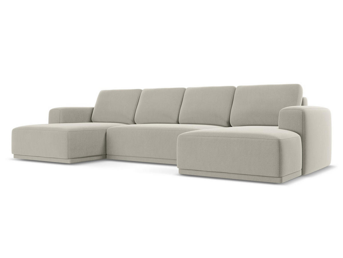 WOHNLANDSCHAFT Samt Stoff Creme - Perlmutt/Creme, Kunststoff/Textil (333/91/160cm) - Makamii