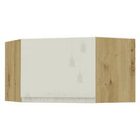 ECKHÄNGESCHRANK Florence W10/60/36 Eiche Artisan / RAL 1013 perlweiß HG 60 / 60 / 36cm - Türanschlag links - Weiß Hochglanz/Eiche Artisan, Holz/Holzwerkstoff (60/36/60cm) - Feldmann-Wohnen