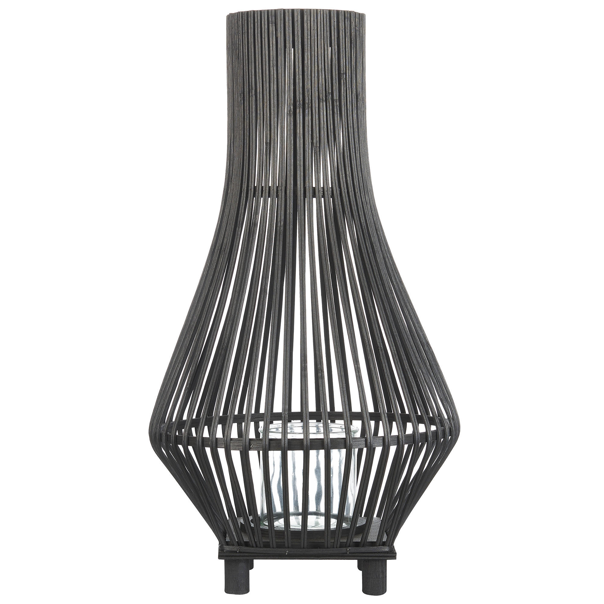 LATERNE Schwarz Leyte - Schwarz, Holz (30/58/30cm) - Beliani