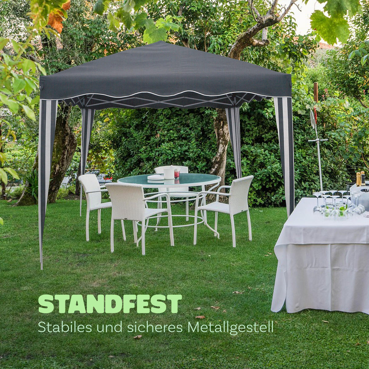 FALTPAVILLON 3 x 3 m ( Anthrazit ), wetterfestes und UV-Beständigs Pavillon mit Tragetasche - Anthrazit, Textil/Metall (300/250/300cm) - Bestlivings