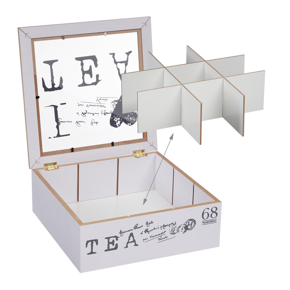 TEEBOX - Weiß, Holzwerkstoff/Kunststoff (25/9/25cm) - Relaxdays