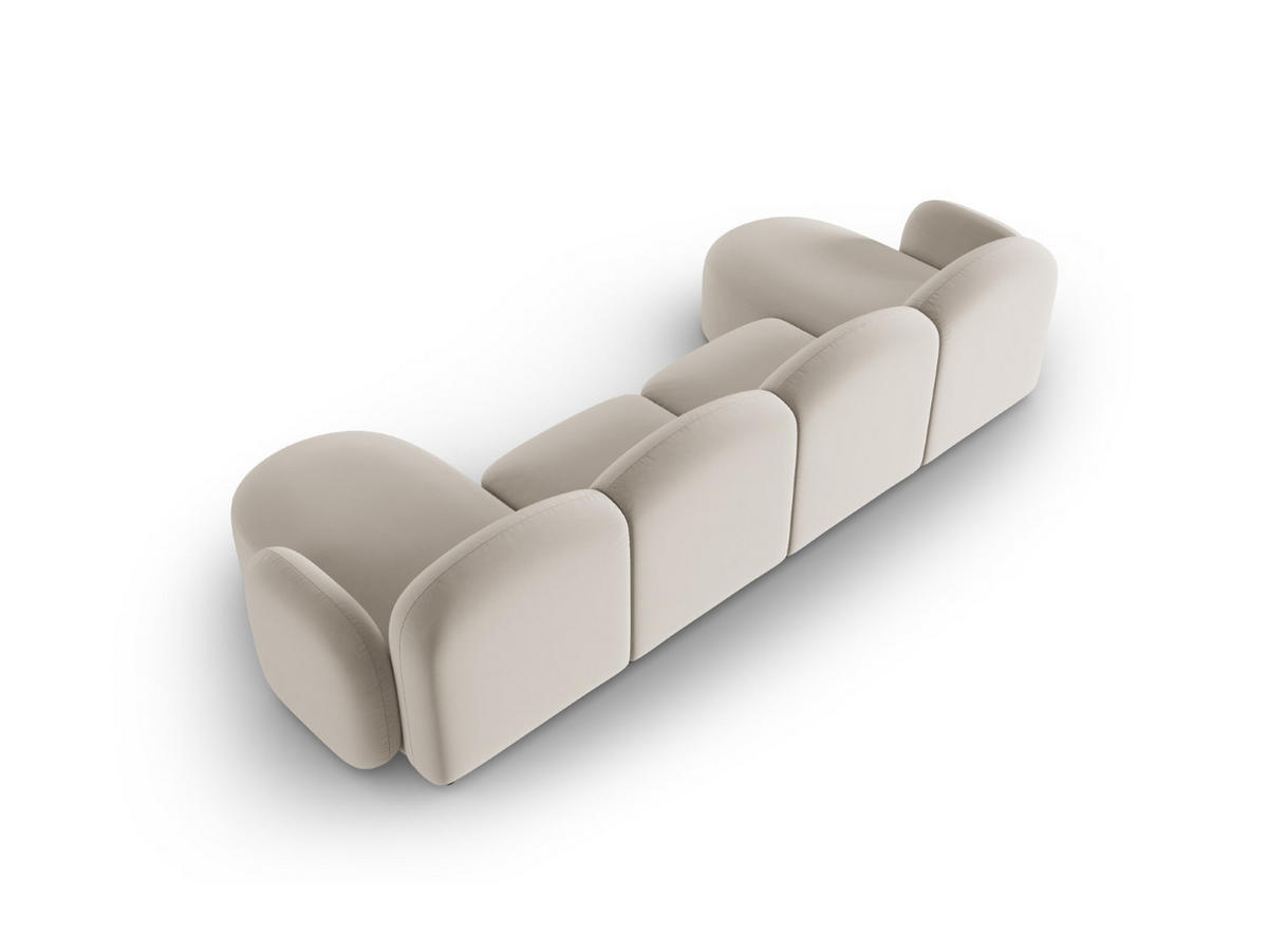 PANORAMASOFA Blair aus Samt leichtes beige 6 Sitzplätze - Creme, Textil (155/80/350cm) - Micadoni