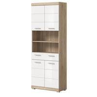 HOCHSCHRANK weiß Hochglanz, Eiche 74 x 191 cm, Badschrank mit viel Stauraum - Weiß Hochglanz/Eichefarben, Holzwerkstoff/Kunststoff (74/191/31cm) - Inn.Furn