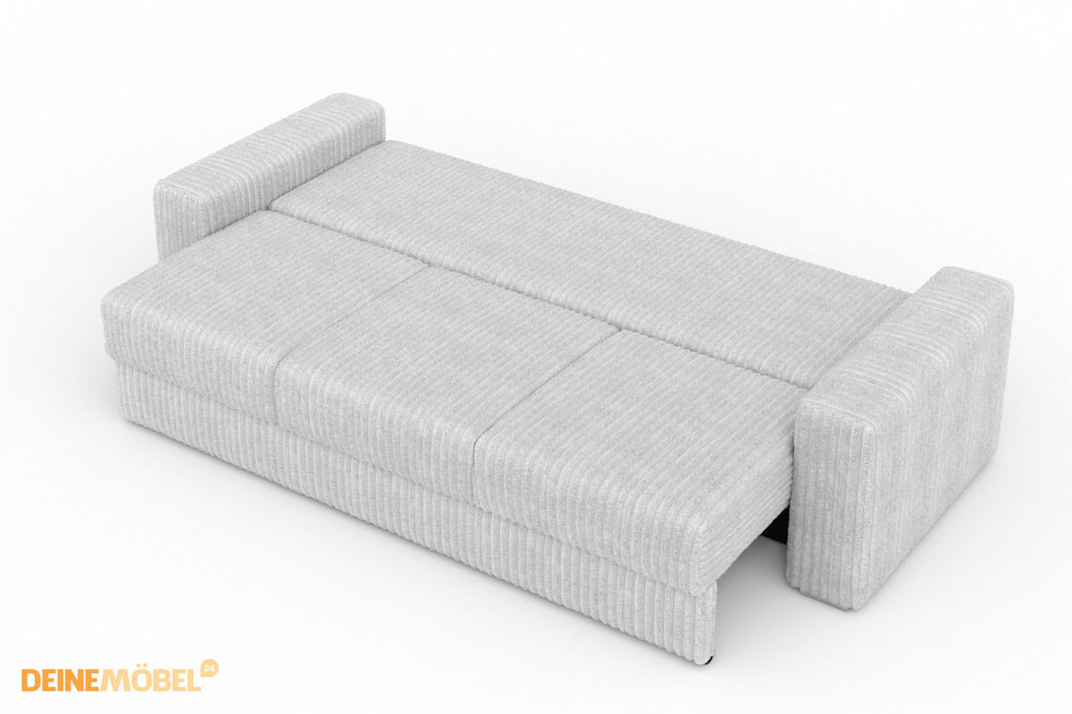 SOFA TIMON 245cm breit in Cord Creme - Creme, Holz/Holzwerkstoff (245/90/92cm) - Deine Möbel 24