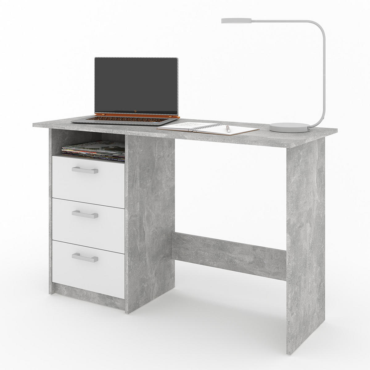 SCHREIBTISCH Meiko Beton 120 x 50 cm - Grau, Holzwerkstoff (50/120/76.6cm) - Vicco