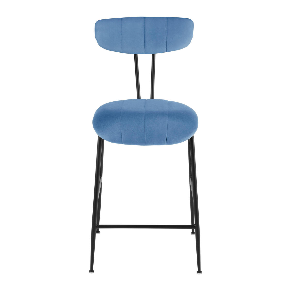 BARHOCKER Tylor Blau Samt Gepolstert - Blau, Holz (48/102/52cm) - Bessagi Home