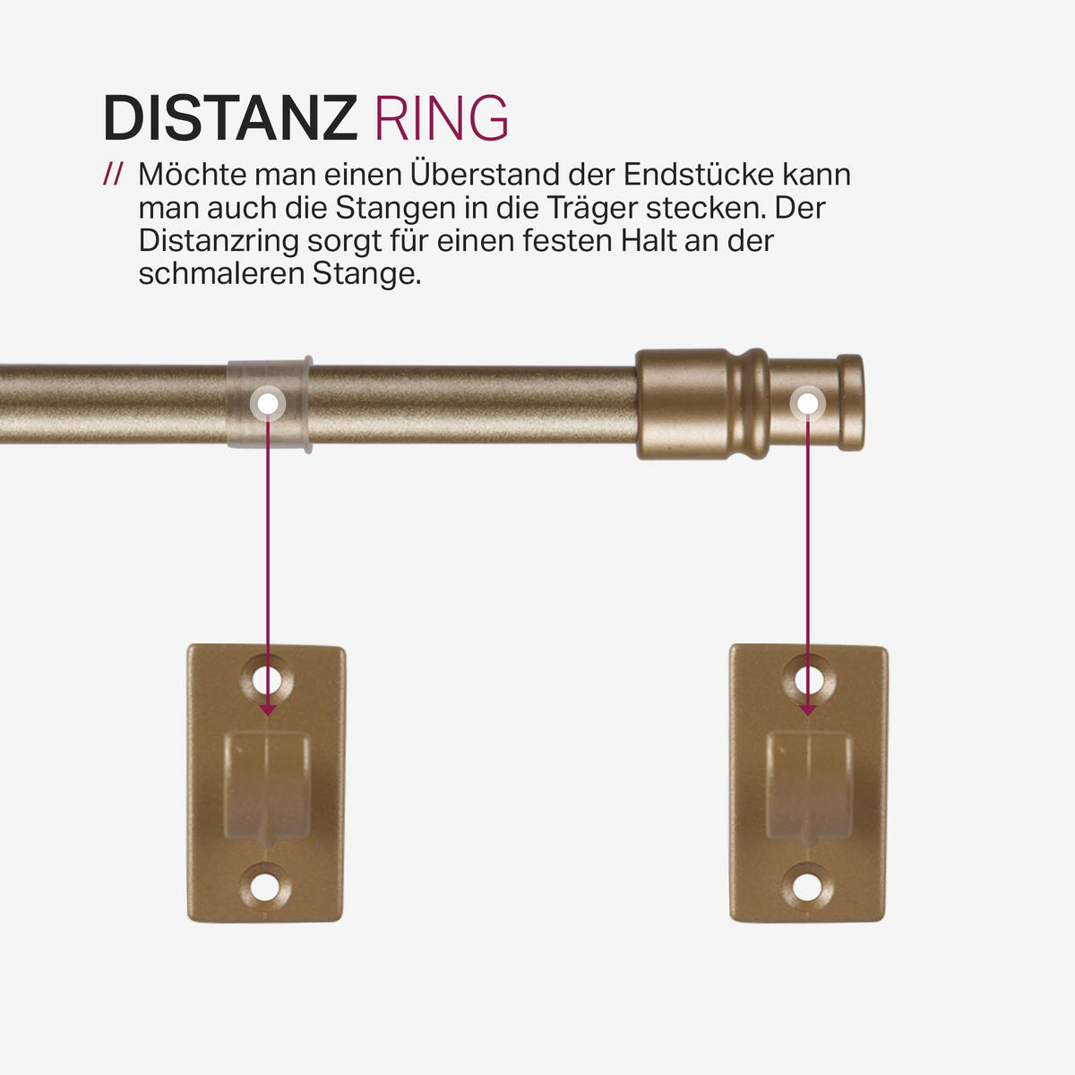 GARDINENSTANGE Gold messing matt 125-225 cm - Goldfarben, Metall (125cm) - Bestlivings