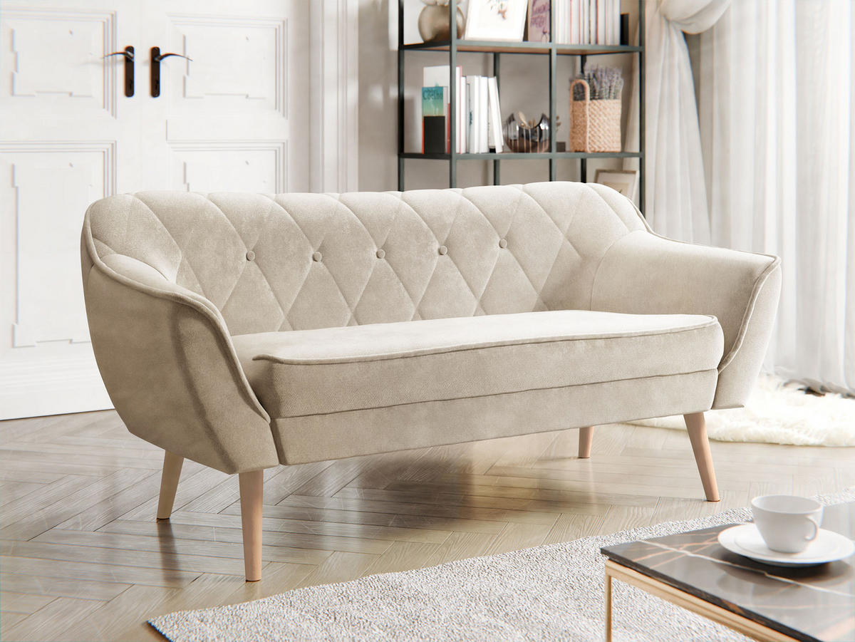 SOFA Skand 2 - Beige/Naturfarben, Holz/Textil (140/75/74cm) - MIRJAN24