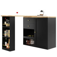 KÜCHENINSEL Schwarz mit drehbaren Regalen & 4 Schubladen (MDF) - Schwarz, Holzwerkstoff (105/102/39cm) - Modfu