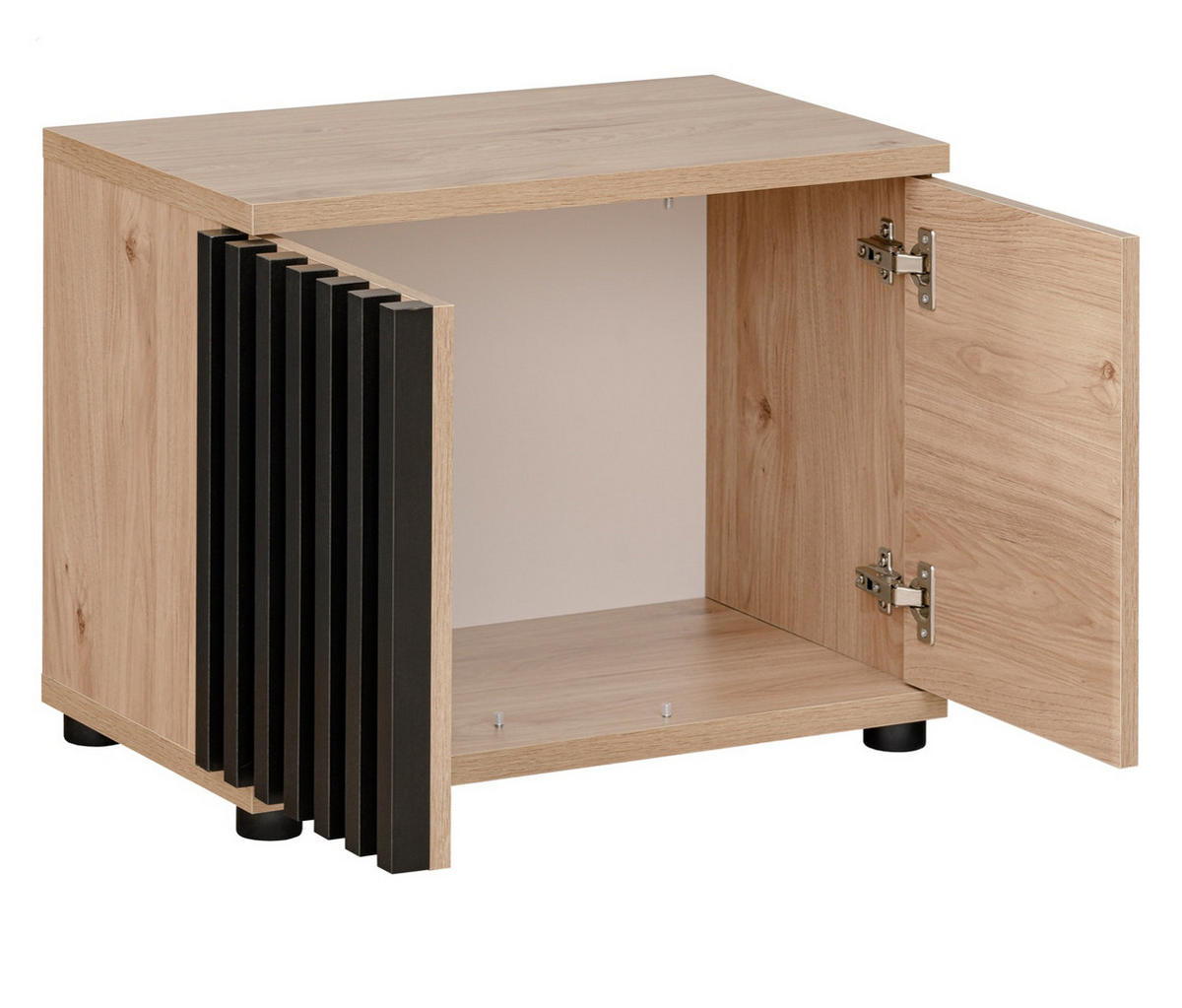 GARDEROBE Set 5-teilig Eiche Jackson, schwarz 250 cm, Garderobenkombination mit 3D-Lamellen - Eichefarben/Schwarz, Holzwerkstoff/Kunststoff (230/202/35cm) - Furn.Design