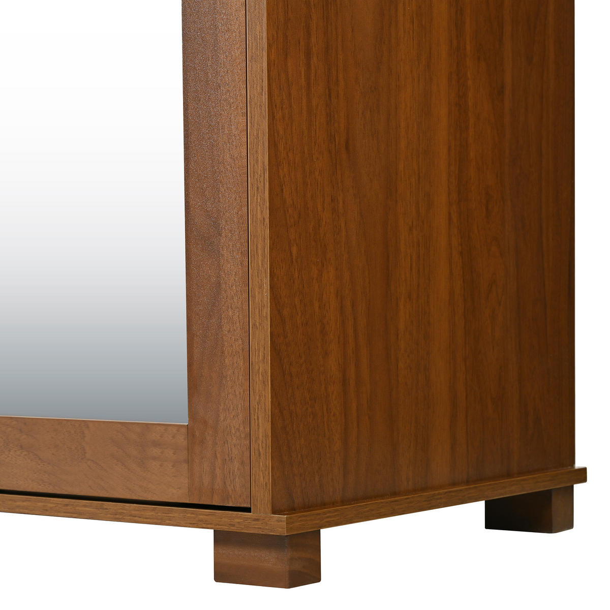 IN Nussbaumfarben Kleiderschrank mit Spiegel und offenem Kleiderständer, Schublade und 2 Türen, B115.5/T38.5/H194.5cm - Nussbaumfarben, Glas/Holzwerkstoff (115.5/194.5/38.5cm) - STILVORA