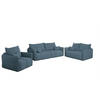 SOFASET Morgano 3-2-1 - Blau, Holzwerkstoff/Textil (216/86/102cm) - Fun Möbel