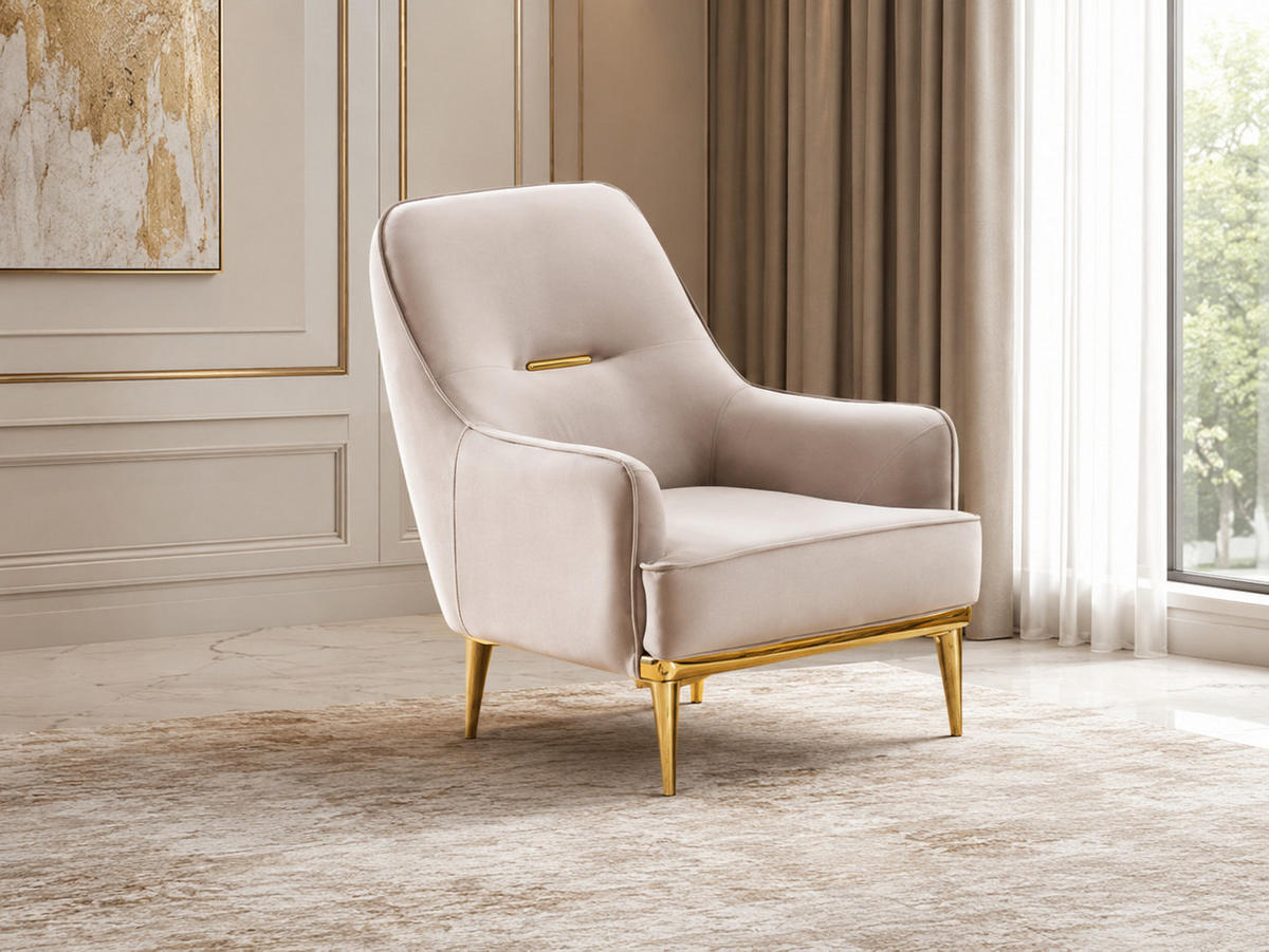 SITZGARNITUR Bogota, Beige Stellvariante 2+1 - Beige, Holzwerkstoff/Metall (175/87/98cm)