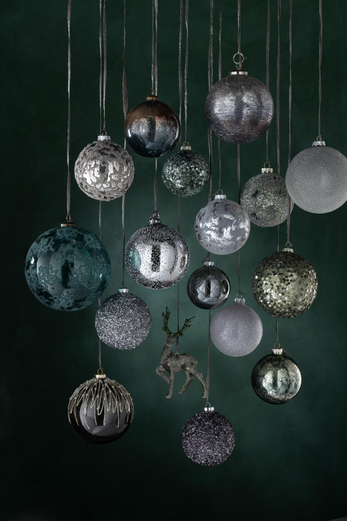 WEIHNACHTSKUGEL Ready (6er Set) - Blau, Glas (15/16.5/15cm) - J-Line