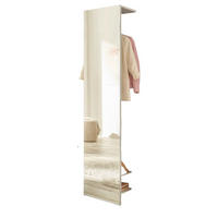 GARDEROBE weiß 50 cm, Kompaktgarderobe mit Spiegel - Schwarz/Weiß, Glas/Holzwerkstoff (50/200/30cm) - Furn.Design