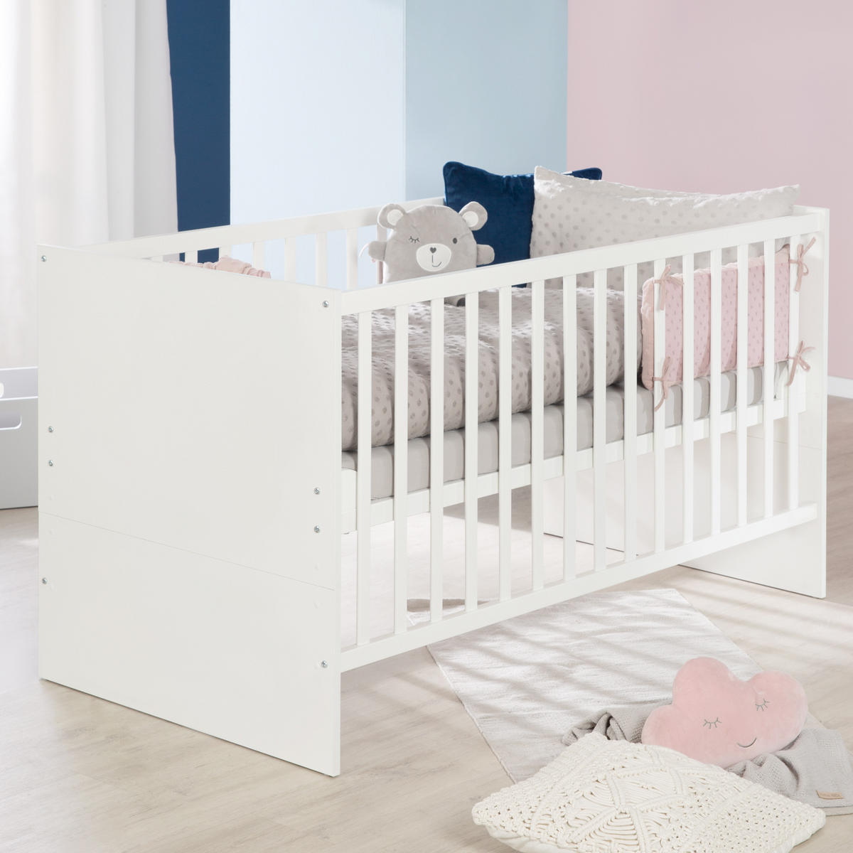 BABYBETT Anton 70 x 140 cm - Weiß, Holzwerkstoff (70/140cm) - Roba
