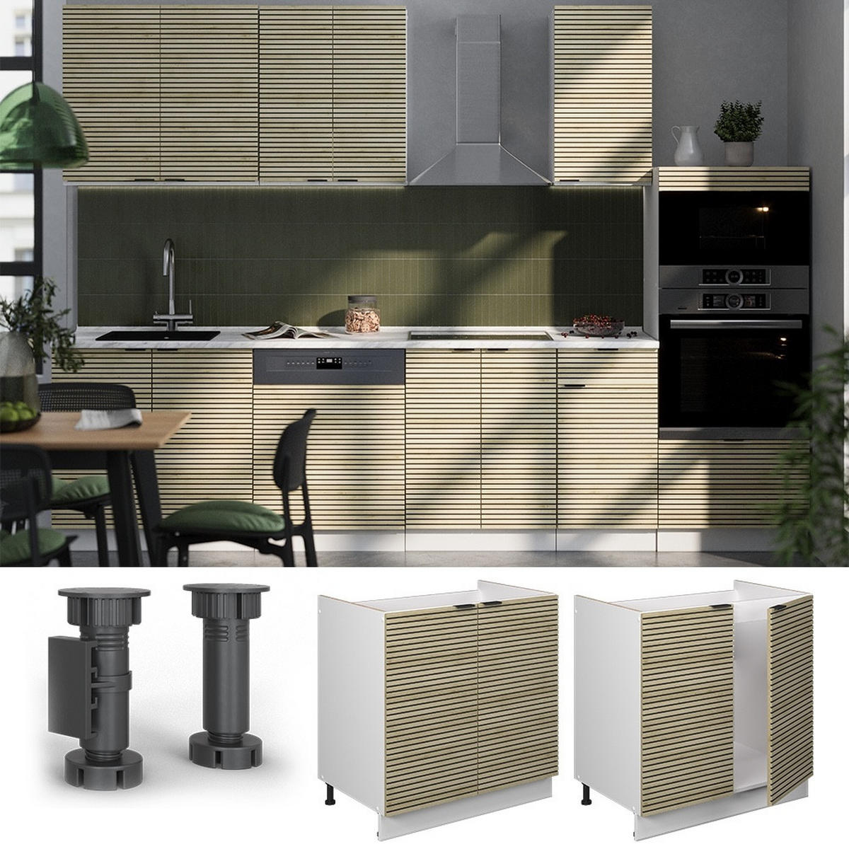 SPÜLENUNTERSCHRANK Fame-Line Eiche Paneel 80 cm , AP Eiche - Eichefarben/Weiß, Holzwerkstoff (80/82/60cm) - Vicco