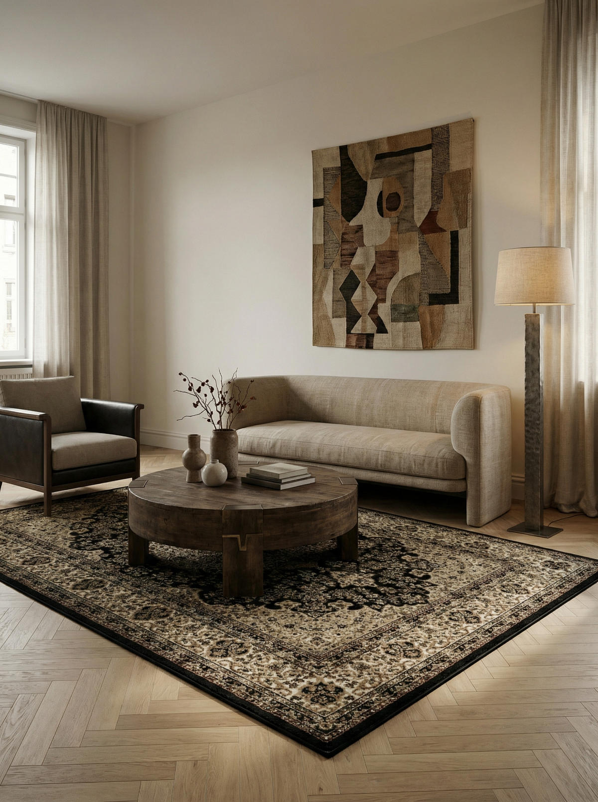 TEPPICH Kurzflor GEISLER in Schwarz, orientalisch, aus Polypropylen, 200 x 290 cm - Beige, Textil (200/290cm) - KADIMA DESIGN
